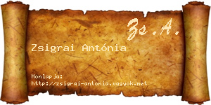 Zsigrai Antónia névjegykártya